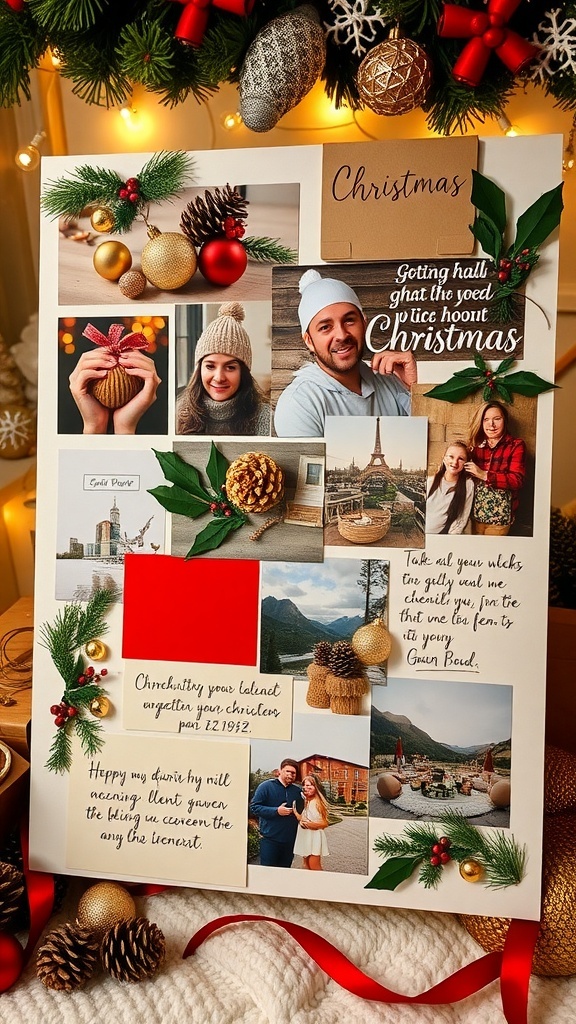 Christmas Mood Board Ideas A vibrant Christmas mood board with festive images, colors, and decorations.